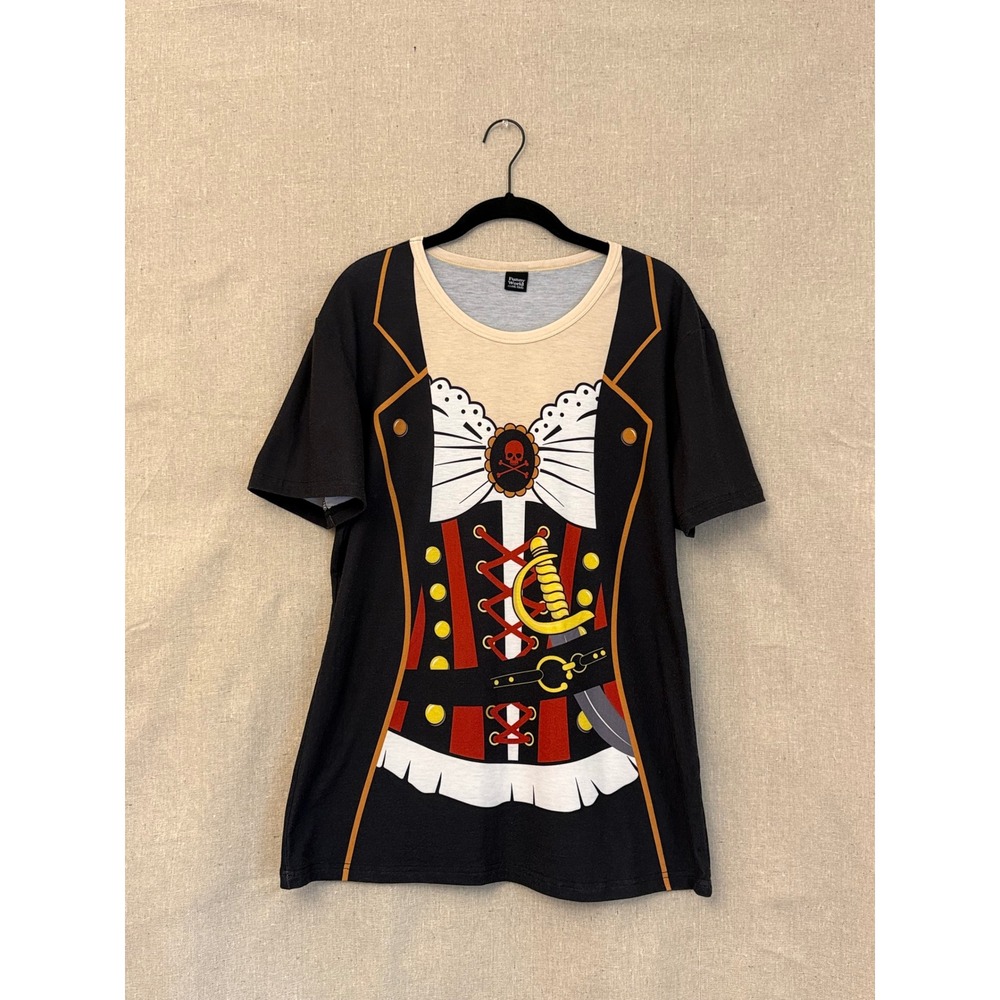 Funny World Pirate Costume -  Womens - XL Black Halloween Graphic T-Shirt